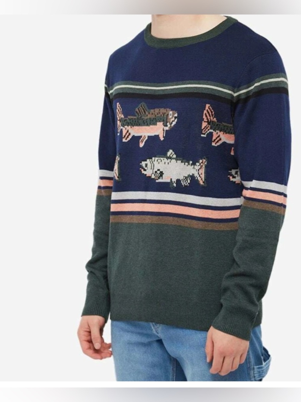 Kavu Men's Highline Jacquard Crew Knit in Go Fish